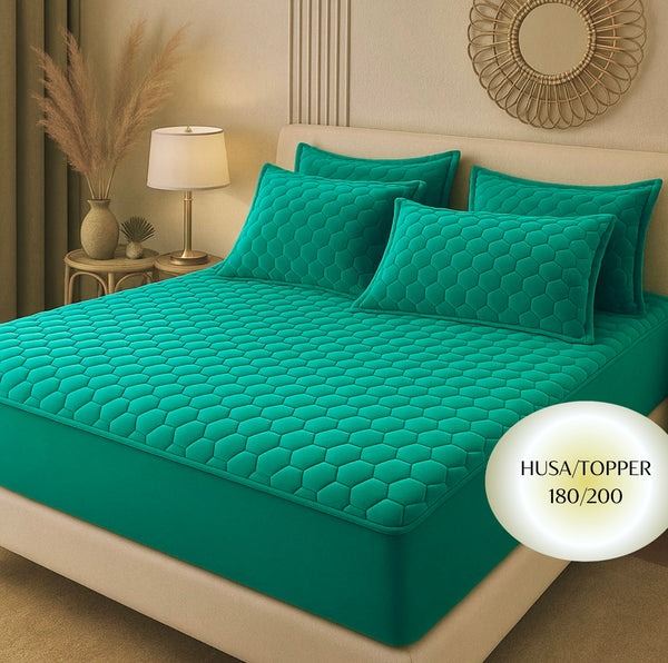 Topper 180/200 pentru saltea cu elastic, + 2 fete de perna, COD: TOS203