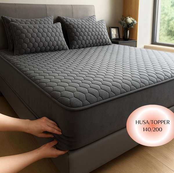 Topper 140/200 pentru saltea cu elastic, + 2 fete de perna, COD: TOPE555