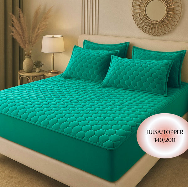 Topper 140/200 pentru saltea cu elastic, + 2 fete de perna, COD: TOPE552