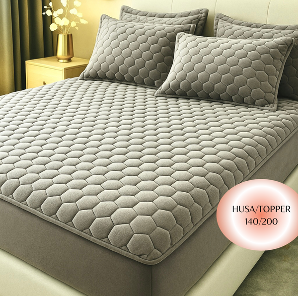 Topper 140/200 pentru saltea cu elastic, + 2 fete de perna, COD: TOPE557