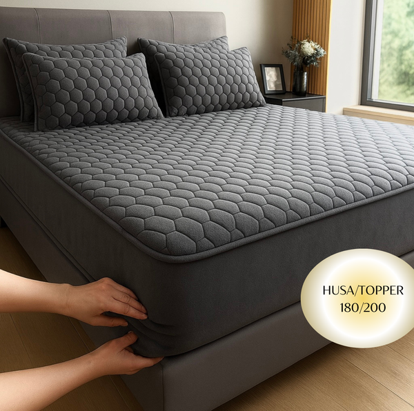 Topper 180/200 pentru saltea cu elastic, + 2 fete de perna, COD: TOS200