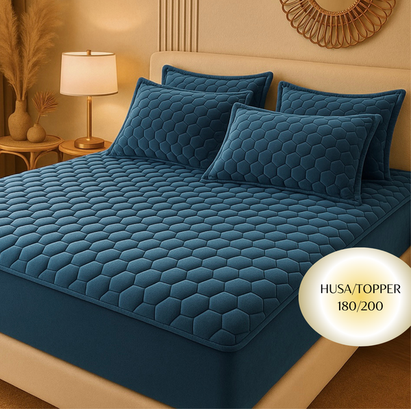 Topper 180/200 pentru saltea cu elastic, + 2 fete de perna, COD: TOS202