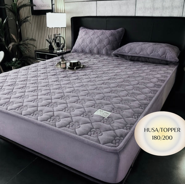 Topper 180/200 pentru saltea cu elastic, + 2 fete de perna, COD: TOS900