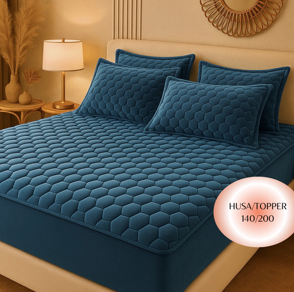 Topper 140/200 pentru saltea cu elastic, + 2 fete de perna, COD: TOPE580
