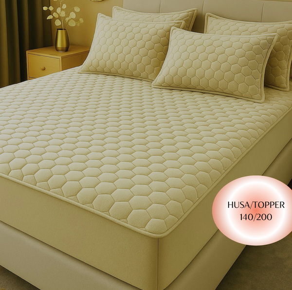 Topper 140/200 pentru saltea cu elastic, + 2 fete de perna, COD: TOPE553