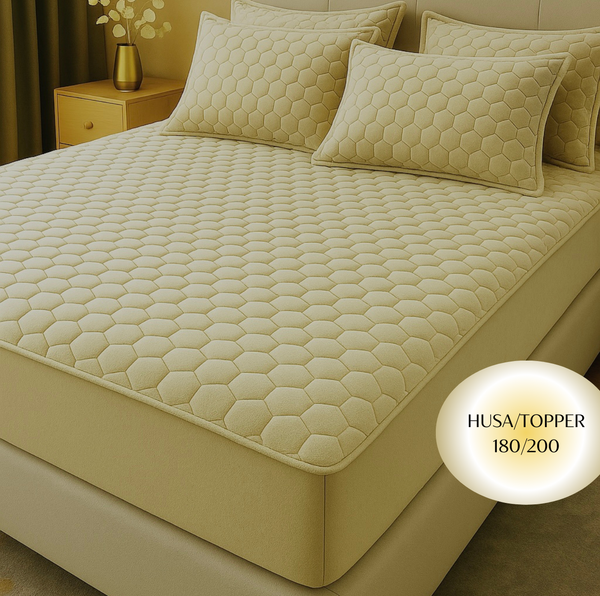 Topper 180/200 pentru saltea cu elastic, + 2 fete de perna, COD: TOS204
