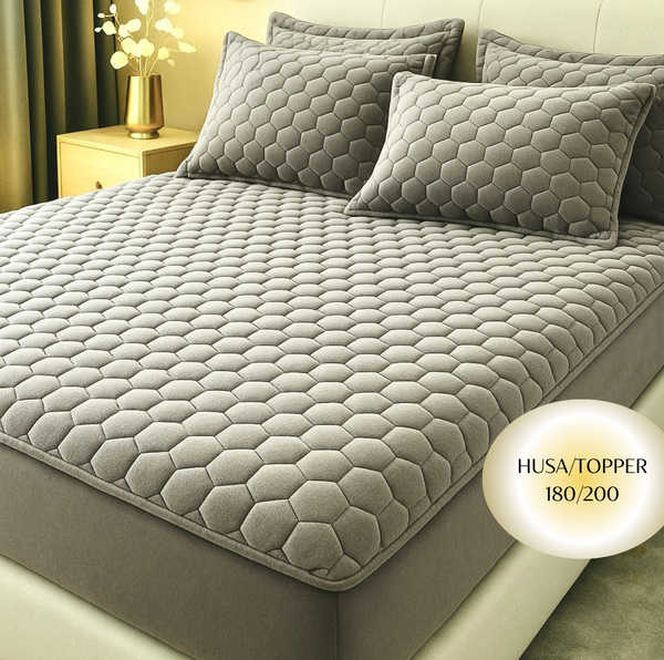 Topper 180/200 pentru saltea cu elastic, + 2 fete de perna, COD: TOS204
