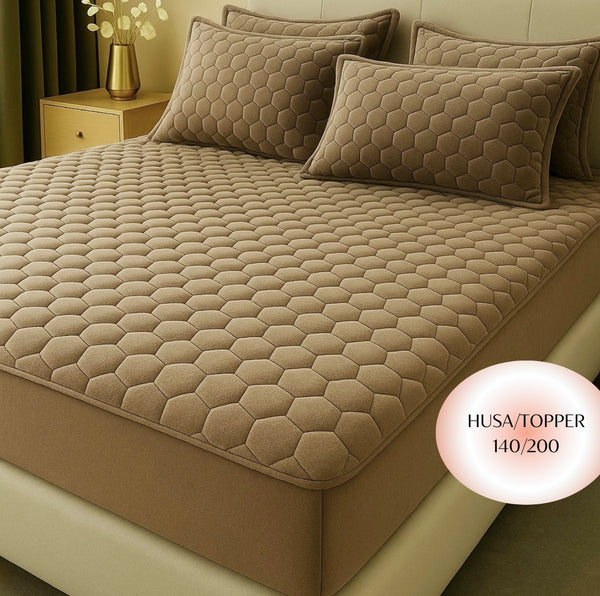 Topper 140/200 pentru saltea cu elastic, + 2 fete de perna, COD: TOPE558