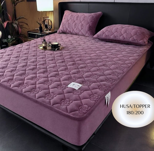 Topper 180/200 pentru saltea cu elastic, + 2 fete de perna, COD: TOS912