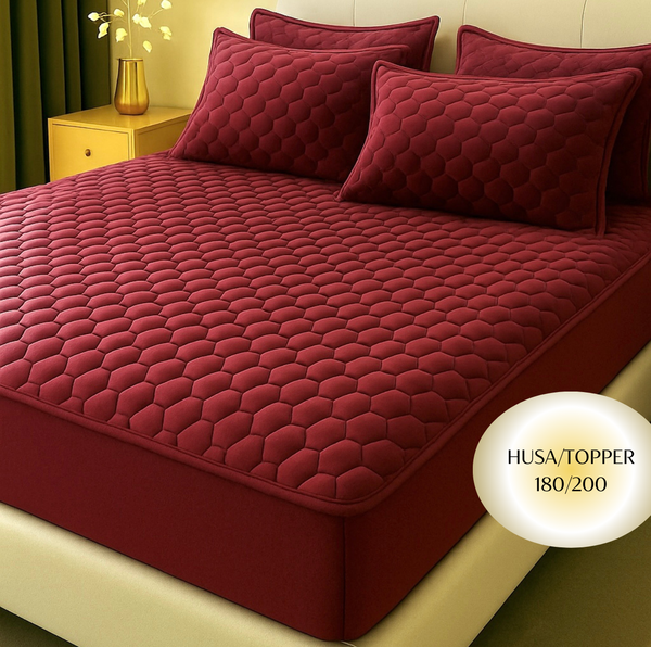 Topper 180/200 pentru saltea cu elastic, + 2 fete de perna, COD: TOS206