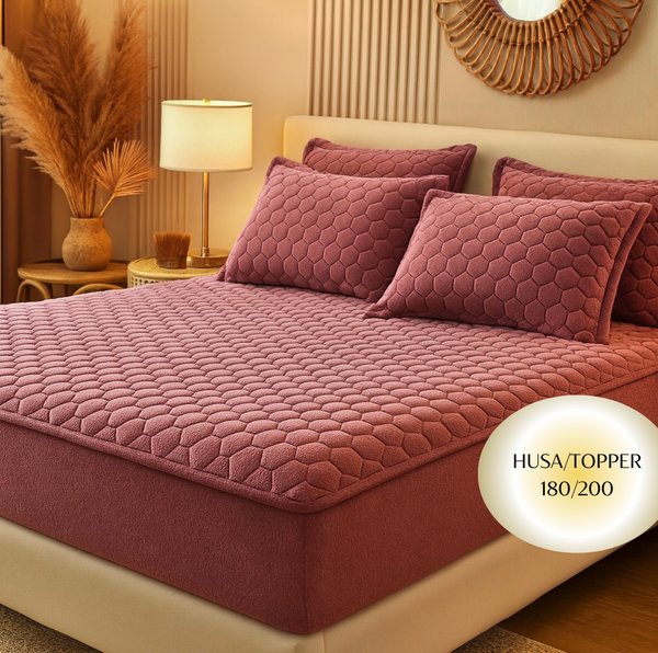 Topper 180/200 pentru saltea cu elastic, + 2 fete de perna, COD: TOS201