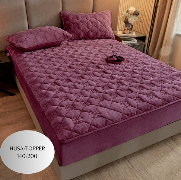 Topper 140/200 pentru saltea cu elastic, + 1  fata de perna, COD: TOPE812