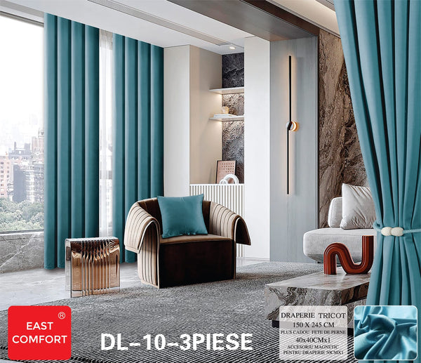 Draperie tricot 150x245cm + CADOU fata de perna(40x40cm) si accesoriu magnetic Cod:DRT19