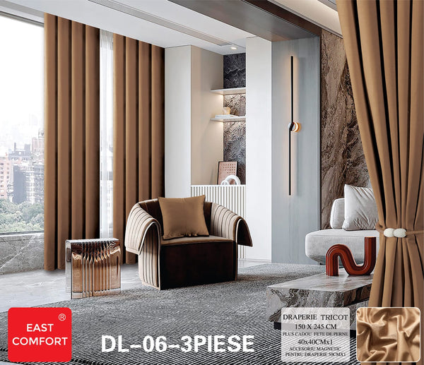 Draperie tricot 150x245cm + CADOU fata de perna(40x40cm) si accesoriu magnetic Cod:DRT15