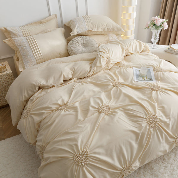 Lenjerie de LUX Bumbac FIN cu pliuri brodate,6 Piese COD: JJ109