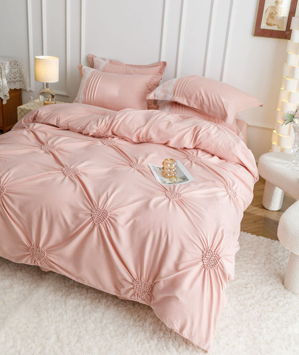 Lenjerie de LUX tip  Jacquard Satinat cu pliuri brodate,6 Piese COD: JJ105