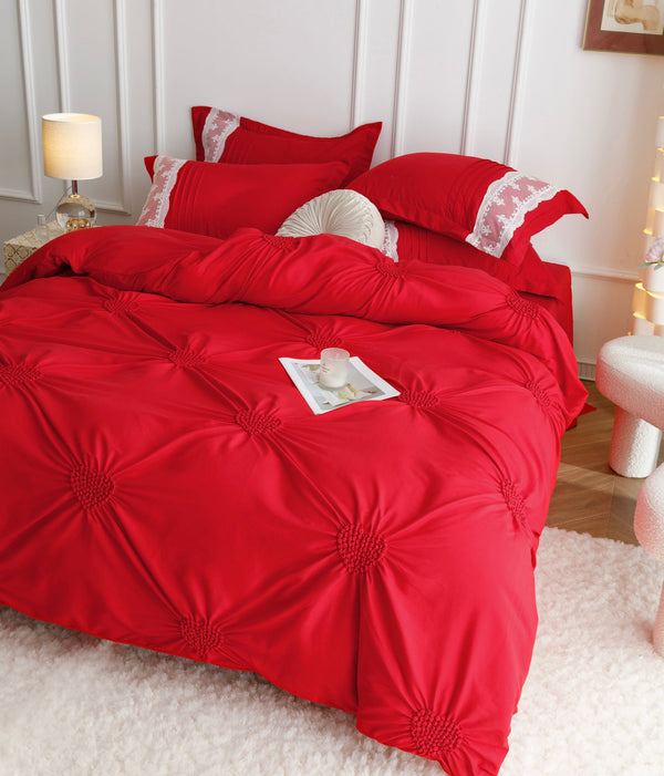 Lenjerie de LUX tip  Jacquard Satinat cu pliuri brodate,6 Piese COD: JJ100