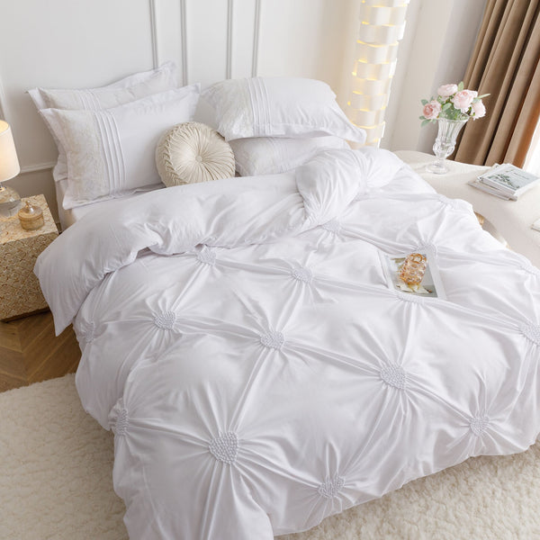 Lenjerie de LUX tip  Jacquard Satinat cu pliuri brodate,6 Piese COD: JJ102