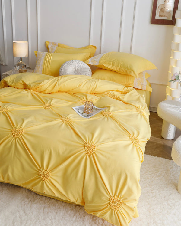 Lenjerie de LUX tip Jacquard Satinat cu pliuri brodate,6 Piese COD: JJ107