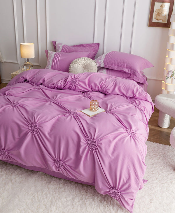 Lenjerie de LUX tip Jacquard Satinat cu pliuri brodate,6 Piese COD: JJ101