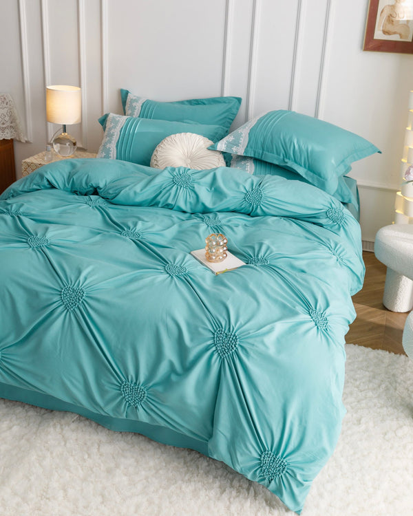 Lenjerie de LUX tip Jacquard Satinat cu pliuri brodate,6 Piese COD: JJ111