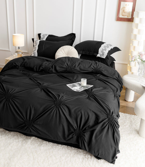Lenjerie de LUX tip Jacquard Satinat cu pliuri brodate,6 Piese COD: JJ113